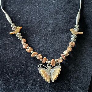 Butterfly and Bird Necklace - Gold and Silver